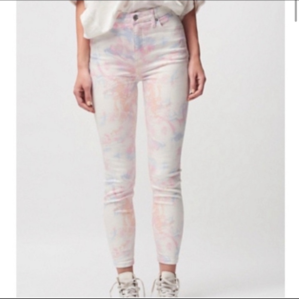 NWOT Free People Pastel Tie Dye Marble Skinny Jeans